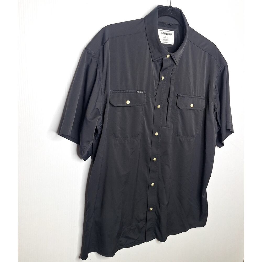 Poncho The Original Short Sleeve Shirt L Regular Fit Burnt End Outdoor Fishing - Picture 2 of 9
